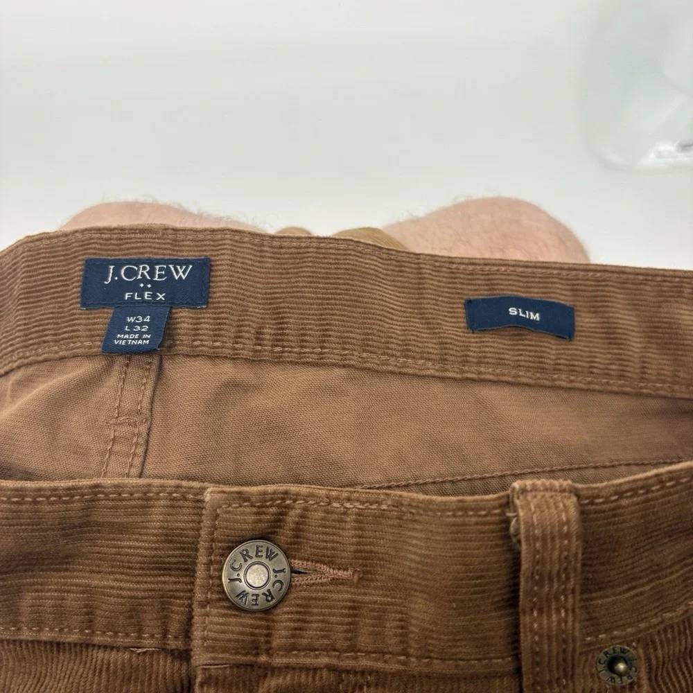 J.Crew Slim Flex Fit Corduroy Pants Casual Stretch Brown Men 34x31‎